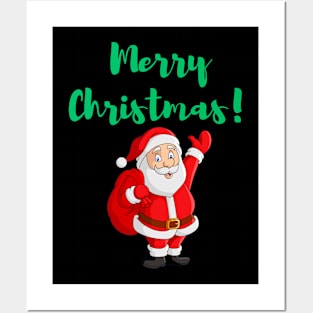 Merry Christmas Santa Carrying Presents Festive Holidays Posters and Art